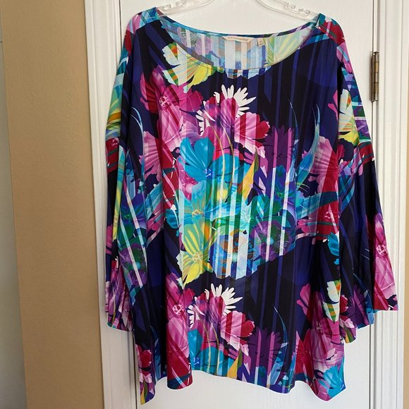 soft surroundings floral tunic top - Picture 1 of 4